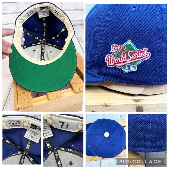 Vintage Los Angels Dodgers World Series 1988 New Era Fitted Baseball Cap 7 1/2 - Picture 8 of 8